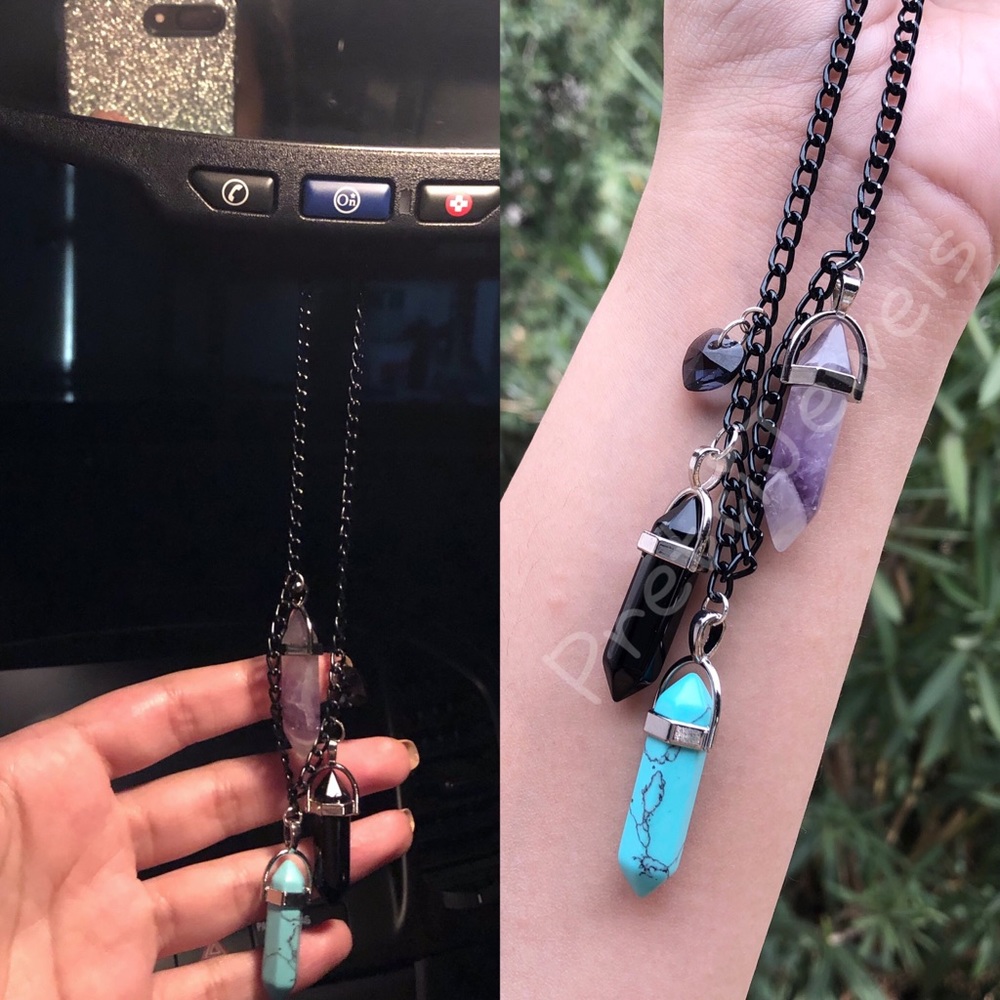 New Crystal Gemstone Car Mirror Protector Charm